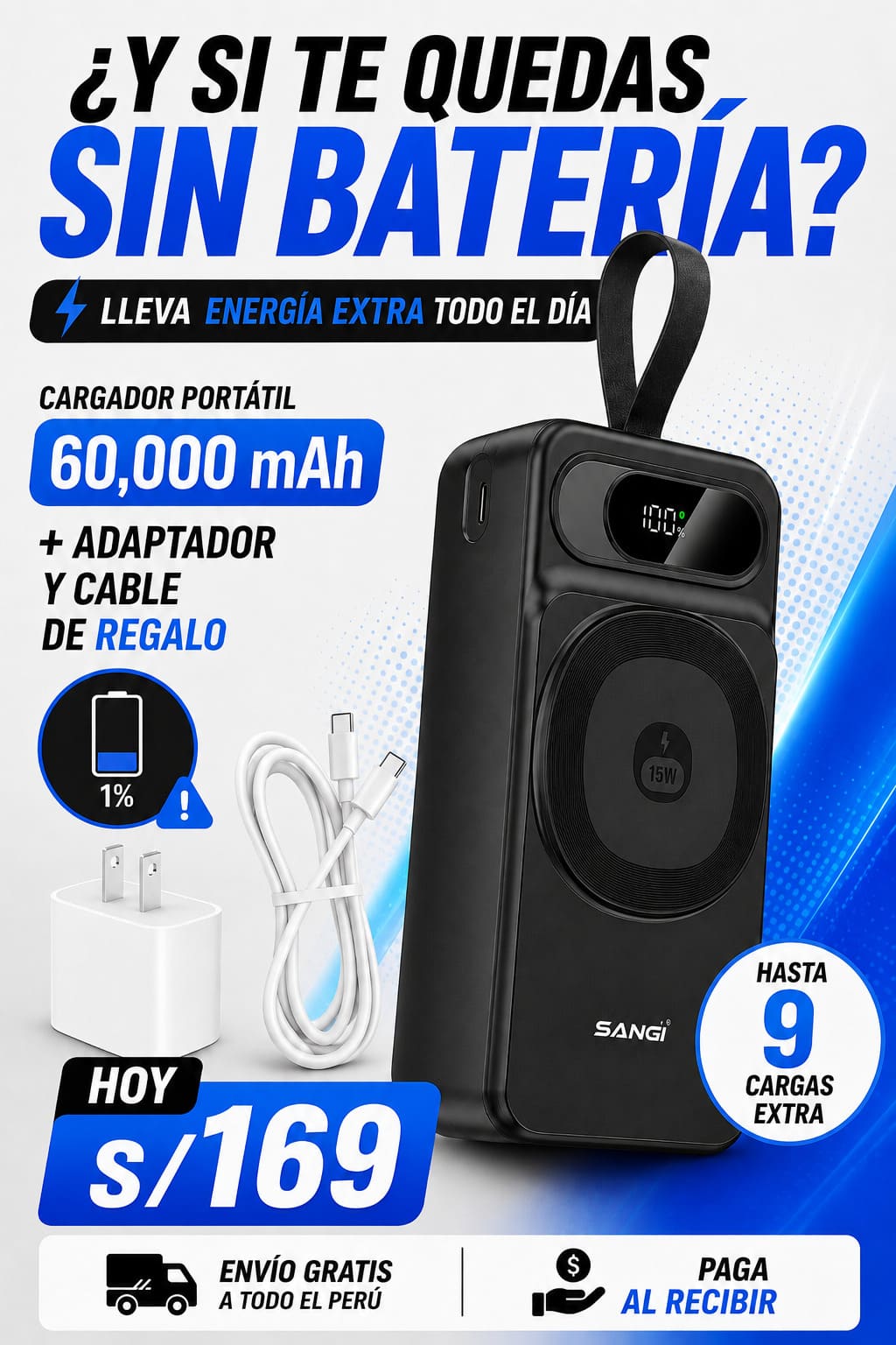 Cargador Portátil Chambero 60,000mAh + Regalo