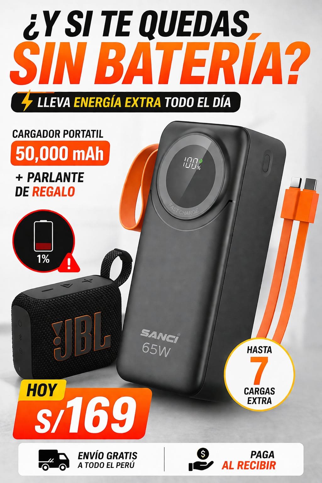 Cargador Portatil 50000mAh + Parlante G0 4